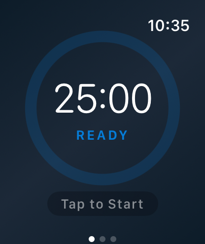 PomoRing ready state — 25 minute timer